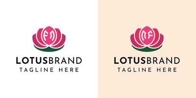 Letter FN and NF Lotus Logo Set, suitable for business related to lotus flowers with FN or NF initials. vector
