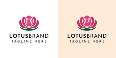 Letter FN and NF Lotus Logo Set, suitable for business related to lotus flowers with FN or NF initials. vector