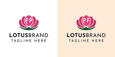 Letter FP and PF Lotus Logo Set, suitable for business related to lotus flowers with FP or PF initials. vector