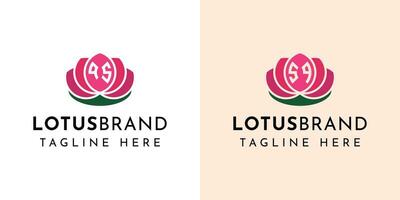 Letter QS and SQ Lotus Logo Set, suitable for business related to lotus flowers with QS or SQ initials. vector