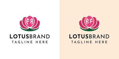 Letter FR and RF Lotus Logo Set, suitable for business related to lotus flowers with FR or RF initials. vector