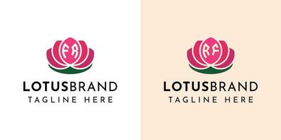 Letter FR and RF Lotus Logo Set, suitable for business related to lotus flowers with FR or RF initials. vector