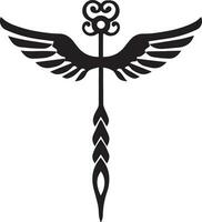 caduceo salud símbolo asclepio varita mágica icono negro color, silueta, vector, ilustración 5 5 vector