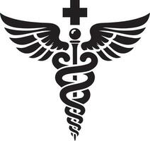 Caduceus health symbol Asclepius's Wand icon black color, silhouette, vector, illustration 4 vector
