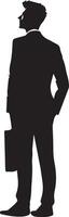 A Business Man looks up on the sky, vector silhouette, black color, white background 2