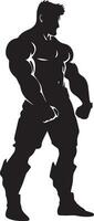 Muscle man vector silhouette illustration black color 9