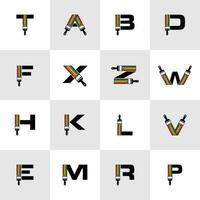 collection of alphabet letter paint brush logo design template vector