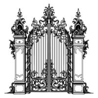 Sketch of a forged metal garden gate in the Renaissance style vector