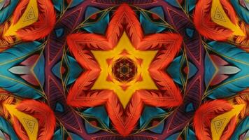 Stunning Abstract Kaleidoscope Background. Unique Multicolor Mosaic Texture in Seamless Geometric Pattern photo