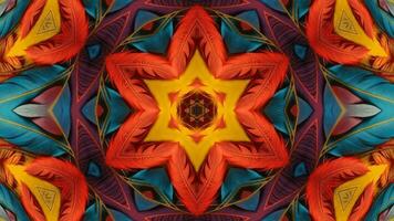 Stunning Abstract Kaleidoscope Background. Unique Multicolor Mosaic Texture in Seamless Geometric Pattern photo