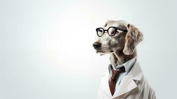 AI generated Funny cat in raincoat and sunglasses isolated on white background. photo