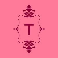 letra t clásico belleza Clásico inicial vector logo marco diseño