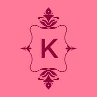 letter K classic beauty vintage initial vector logo frame design