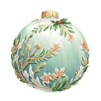 AI generated graphics of a beautiful  christmas bauble on a white background photo