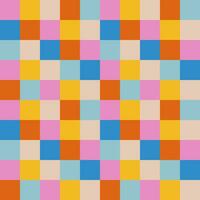 Retro checked colourful pattern. Abstract geometric multicolored seamless. Mosaic background in 60s style. Geometric bright square texture in vintage style. vector