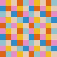 Retro checked colourful pattern. Abstract geometric multicolored seamless. Mosaic background in 60s style. Geometric bright square texture in vintage style. vector