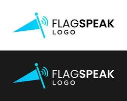 Small triangle flag sound volume technology logo design. vector