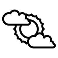 clouds and sun line icon vector