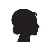 black silhouette of women head with thick outline side view isolated vector