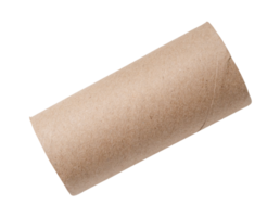 Top view of single lying tissue paper roll core isolated with clipping path in png file format