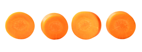 Beautiful orange  carrot slices in set isolated with clipping path in png file format