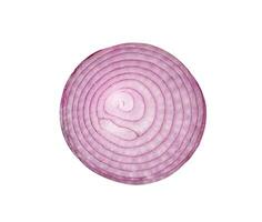 Top view of fresh red or purple onion half isolated on white background with clipping path photo