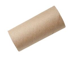 Top view of single lying tissue paper roll core isolated on white background with clipping path photo