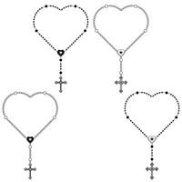 Vector design of heart shaped rosary, rosary with Christian cross, symbol of Catholic religion