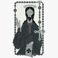 Vector design of Apostle Saint James with old parchment, Apostle Saint James with Christian rosary as a frame