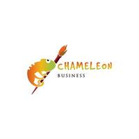 Chameleon and Brush Icon Logo Design Template vector