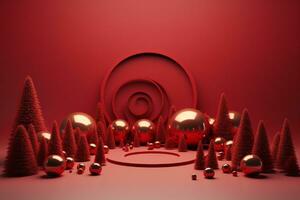 Christmas greeting card. Festive decoration on bokeh background. New Year concept generated with AI photo