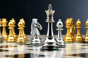 Chess business concept, leader, success on the world map background generated with AI photo
