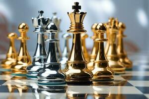 ajedrez negocio concepto, líder, éxito en el mundo mapa antecedentes generado con ai foto