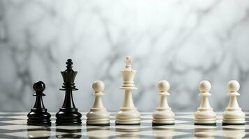 Chess pieces on chessboard, Concept for Leadership, teamwork, partnership, business strategy, decision and competition., AI Generative photo