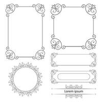 Set of Decorative vintage frames and borders. floral ornamental frame. Calligraphic frame and page decoration. Vector illustration