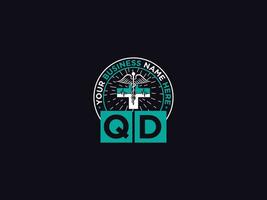 Modern Qd Medical Logo, Minimalist QD Logo Icon Vector Art For Doctors
