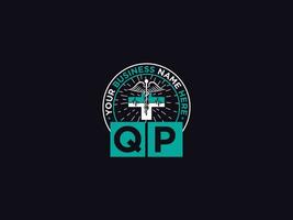 Modern Qp Medical Logo, Minimalist QP Logo Icon Vector Art For Doctors