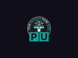 elegante pu médico logo, moderno pu logo letra diseño para tu clínica vector