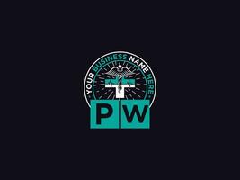 Stylish Pw Medical Logo, Modern PW Logo Letter Design For Your Clinic vector