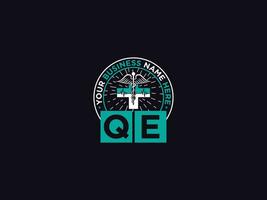 Modern Qe Medical Logo, Minimalist QE Logo Icon Vector Art For Doctors