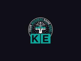 Clinic Ke Logo Letter, Minimal KE Luxury Medical Logo For Doctors vector