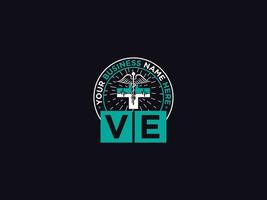 Clinical Ve Logo Icon, Medical Ve ev Logo Letter Design For Doctors vector