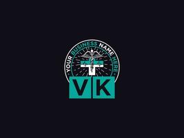 clínico vk logo icono, médico vk kv logo letra diseño para doctores vector