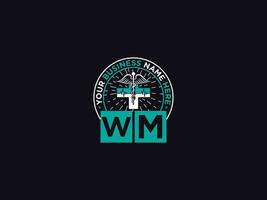 Medical Wm Logo Art, initial Wm mw Clinical logo Letter Design vector