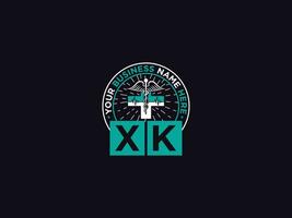 Minimal Xk Medical Logo, Monogram Xk kx Clinical Logo Letter Vector