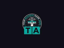 Modern Ta Medical Logo Icon, Monogram TA Logo Letter Design For Clinic vector