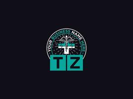 Modern Tz Medical Logo Icon, Monogram TZ Logo Letter Design For Clinic vector