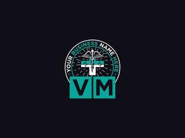 Clinical Vm Logo Icon, Medical Vm mv Logo Letter Design For Doctors vector