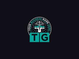 Modern Tg Medical Logo Icon, Monogram TG Logo Letter Design For Clinic vector