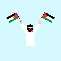 Man Holding Palestine Flag Illustration vector